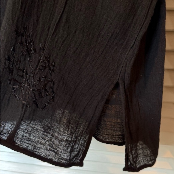 NWOT Black Tunic with Embroidery in 100% Cotton Made in India Free Size - Picture 4 of 8